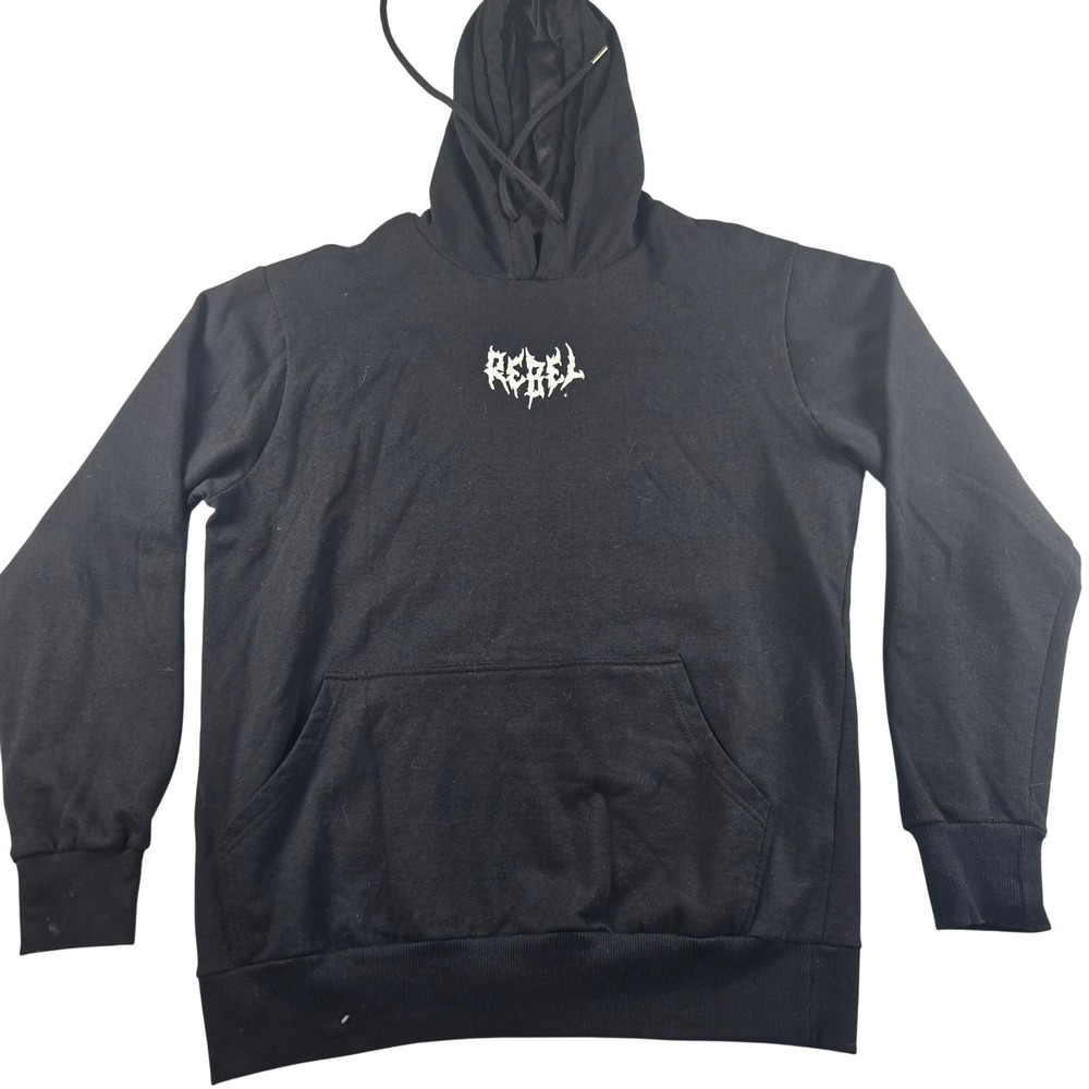 Rebel Vengeance Hoodie Mens XL Black Spiderweb Metal Grunge Goth Skater Street